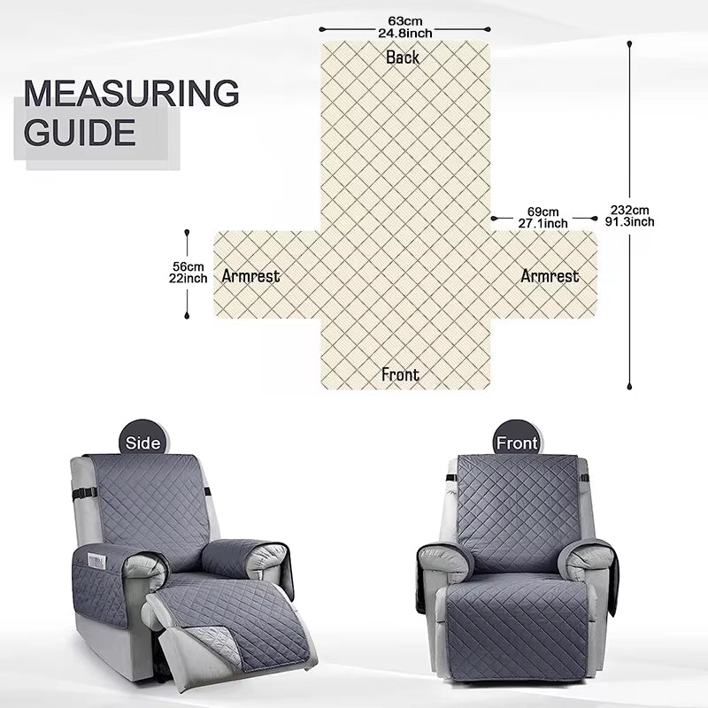 Water-Repellent Recliner Chair Cover – Stretch Slipcover with Elastic Straps, Furniture Protector for Living Room Armchairs & Sofas