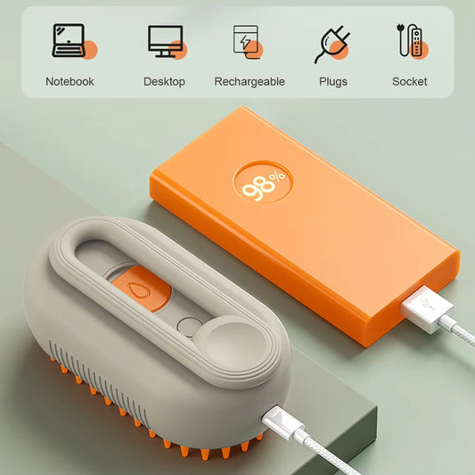 3-in-1 Pet Grooming Steam Brush – Cleans, De-Sheds & Massages