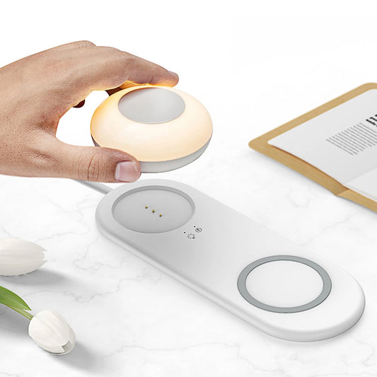 2-in-1 Wireless Charging LED Night Light – Bedside Lamp with Fast Charge Pad