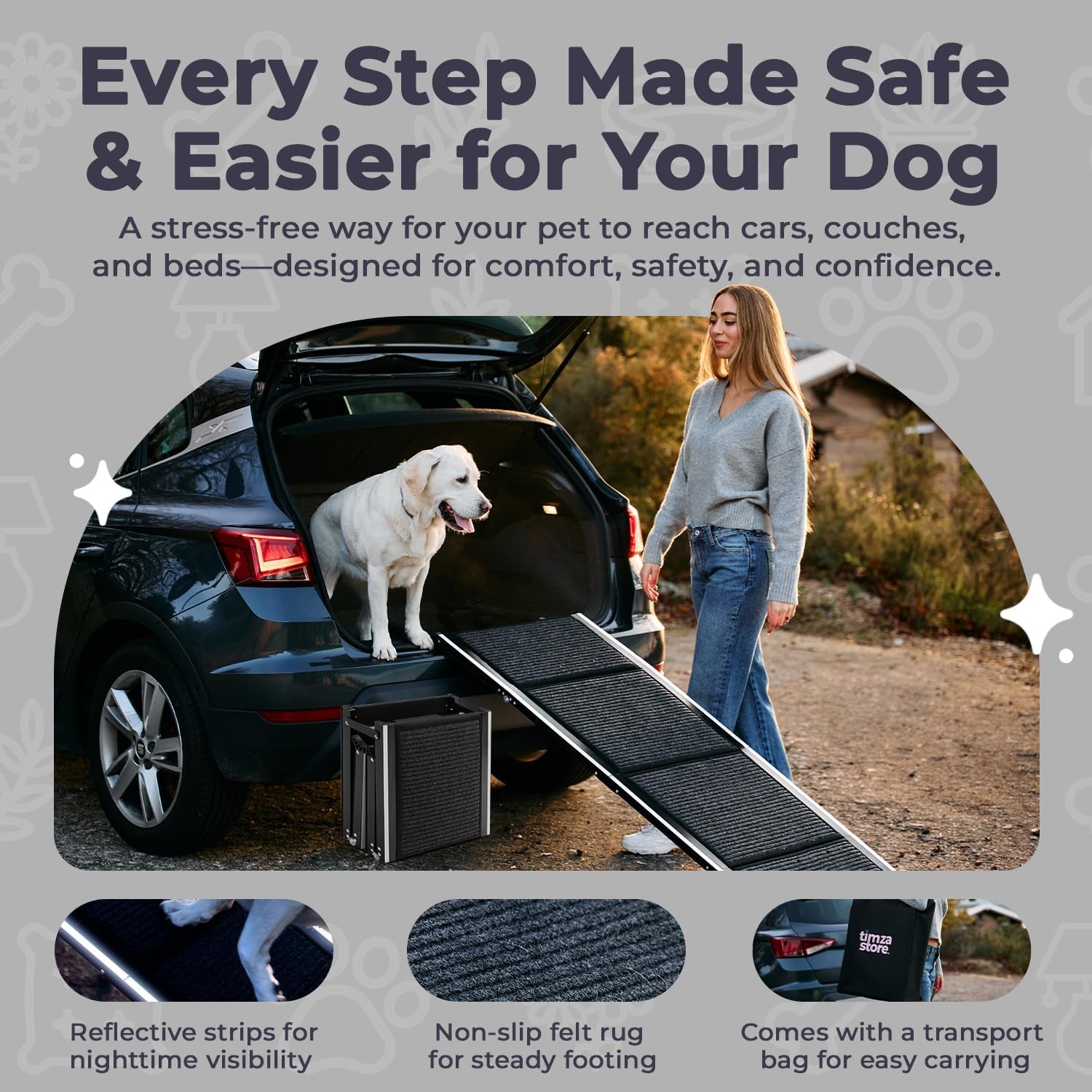 Premium Mobility Ramp for Senior & Large Dogs - Luxury Joint-Safe Vehicle Access Solution